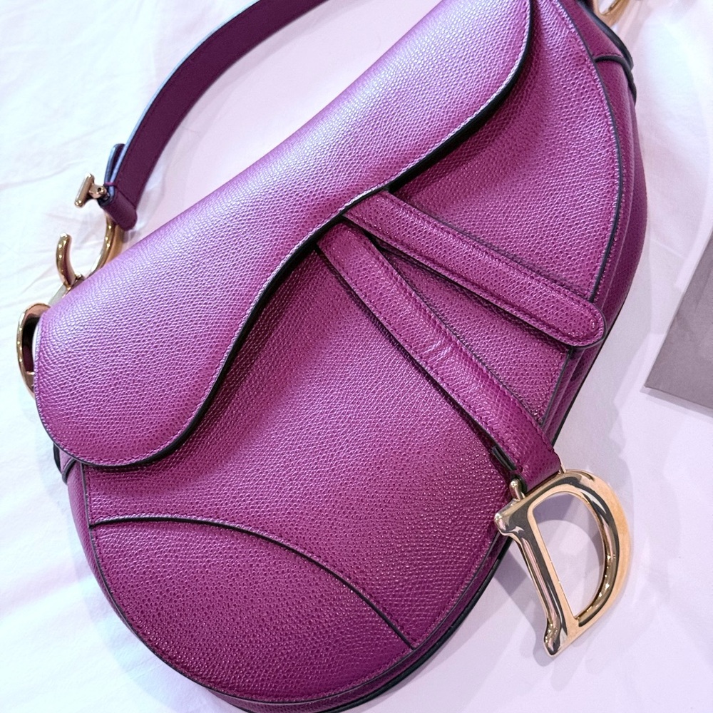 Dior Red Saddle Bag with Gold Hardware